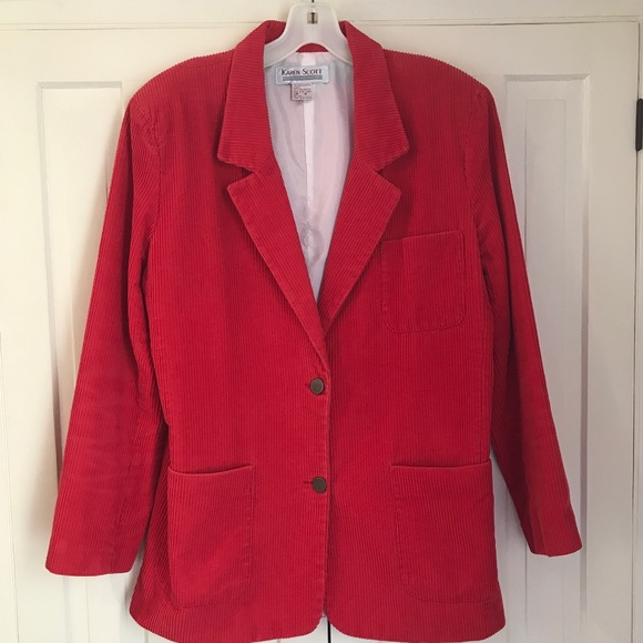 WATERMELON RED CORDUROY JACKET - Picture 4 of 5
